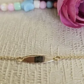 pulseira infantil ouro plaquinha
