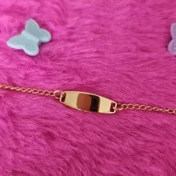 pulseira infantil ouro plaquinha larga
