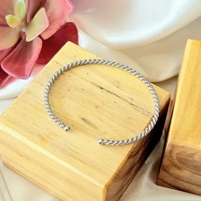 pulseira prata trançada fina