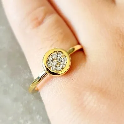 anel falange ouro bolinha cravejada zirconias