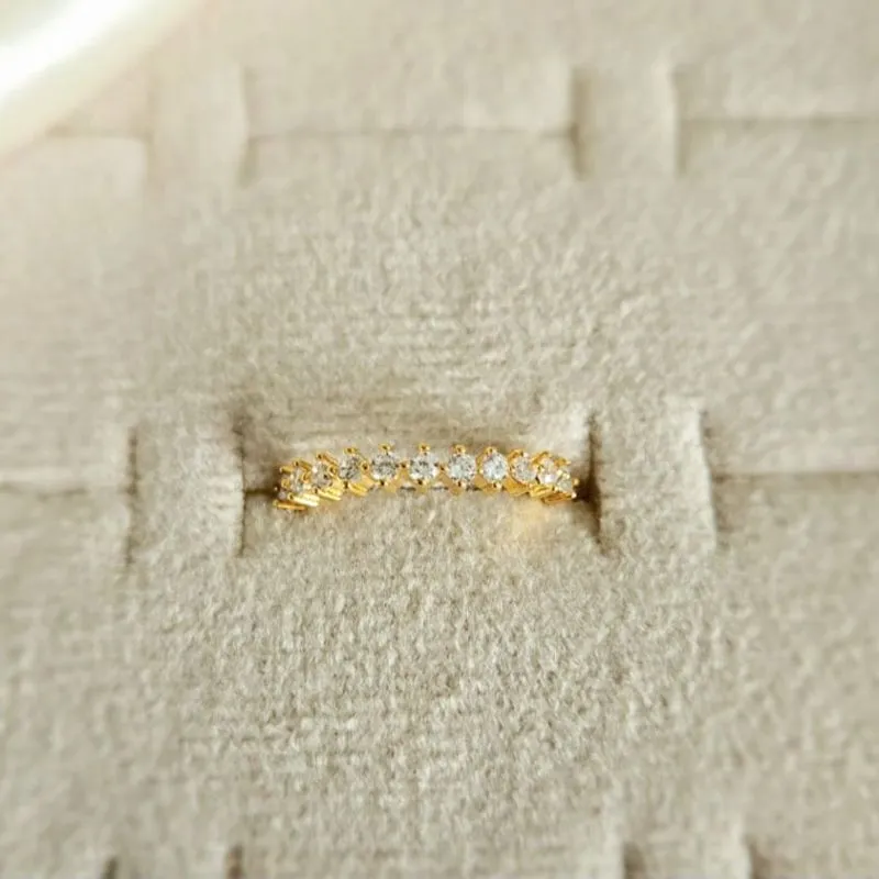anel ouro aparador 1 fileira de zirconias cristais regulável