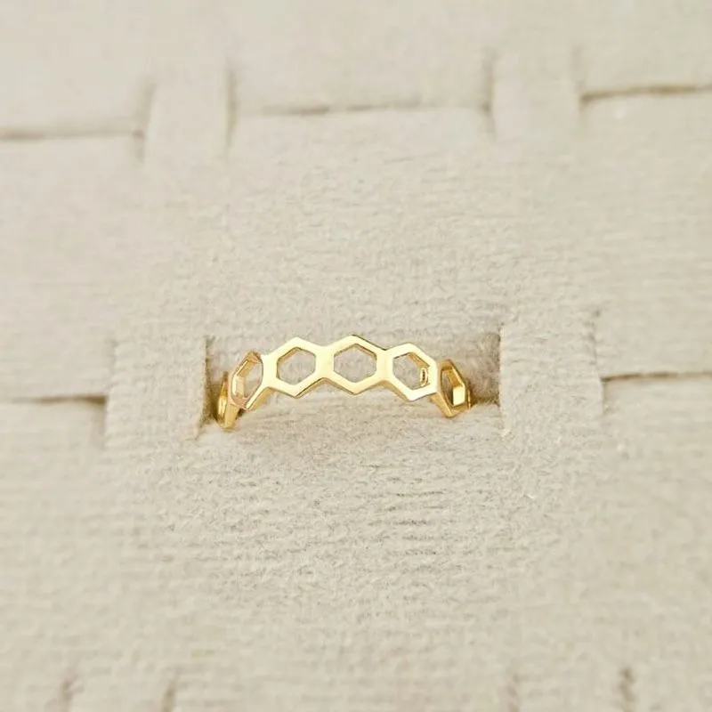 anel ouro colmeia