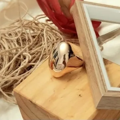 anel ouro forma olho abaulado liso