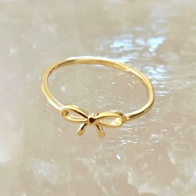 anel ouro laço liso vazado