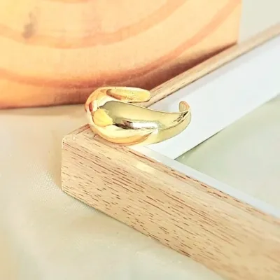 anel ouro oval liso regulável
