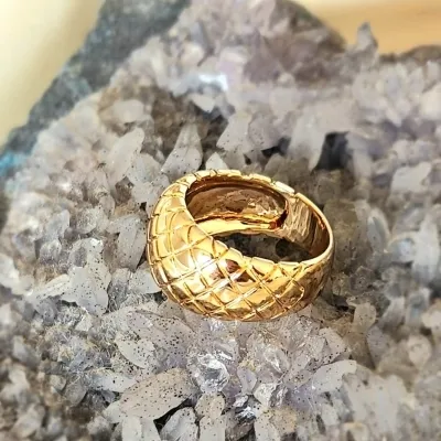 anel ouro trabalhado frente 12mm