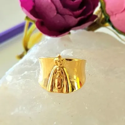 anel ouro curvo imagem nossa senhora