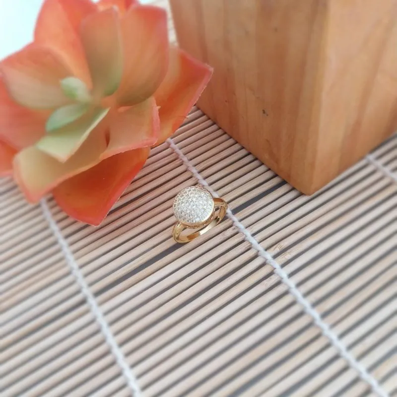 anel ouro solitário chuveirinho