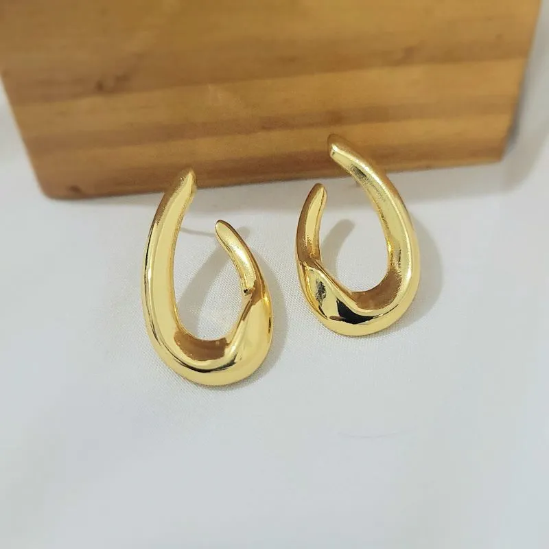 brinco ouro anzol liso