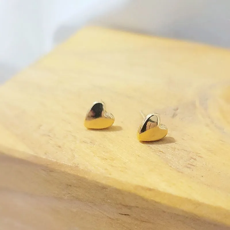 brinco ouro coração chapado liso