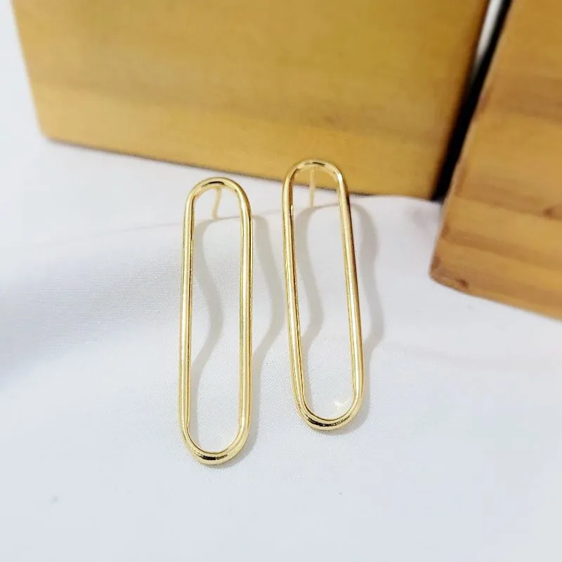 brinco ouro oval vazado