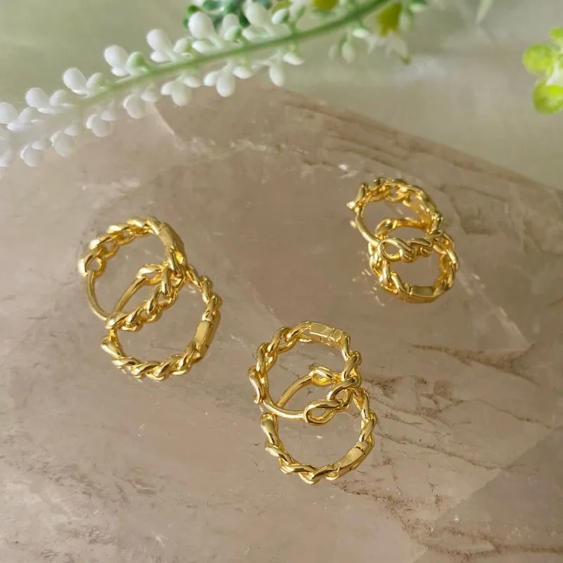 brinco ouro trio argola elos