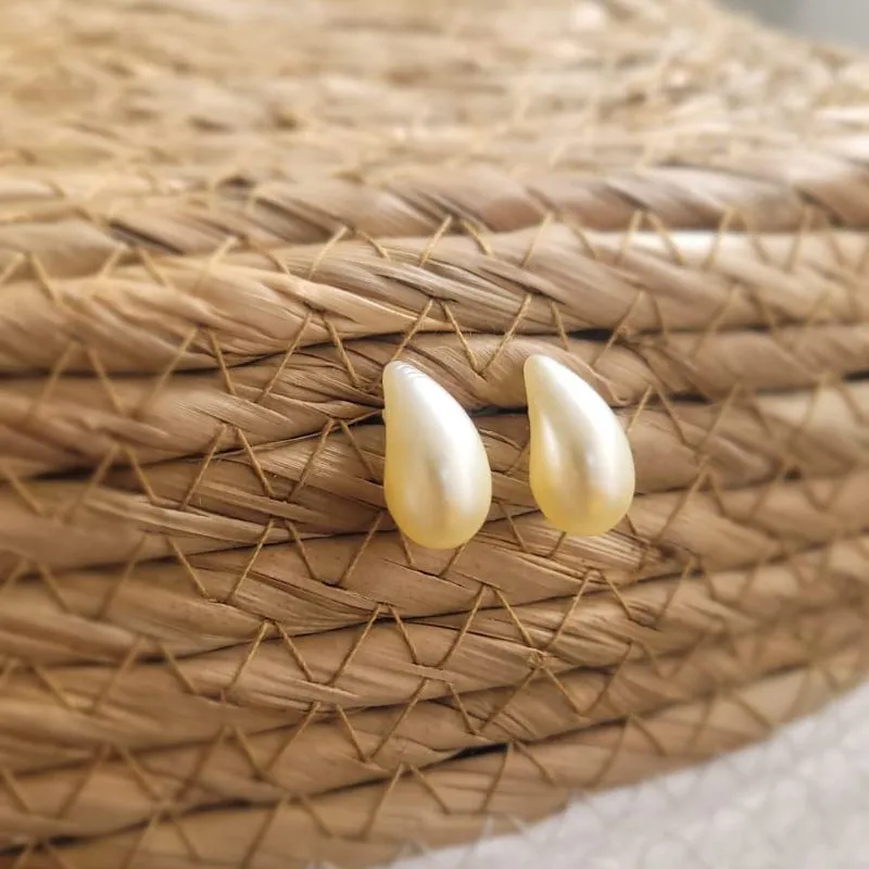 brinco rodio gota perola