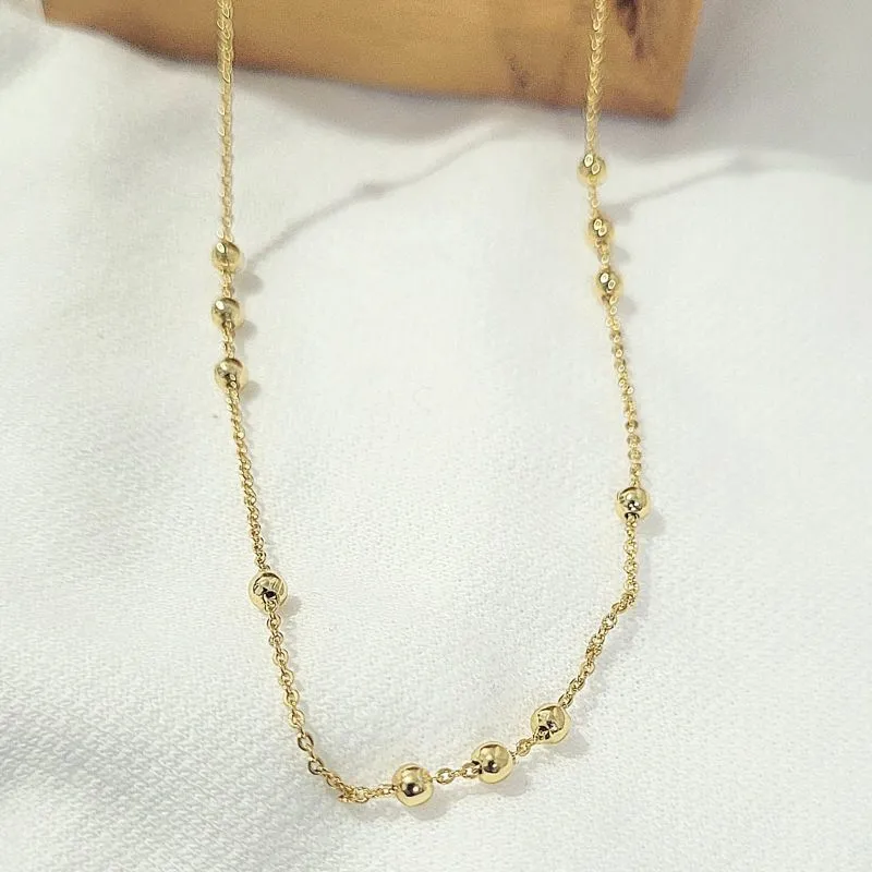 colar ouro bolinhas lisas