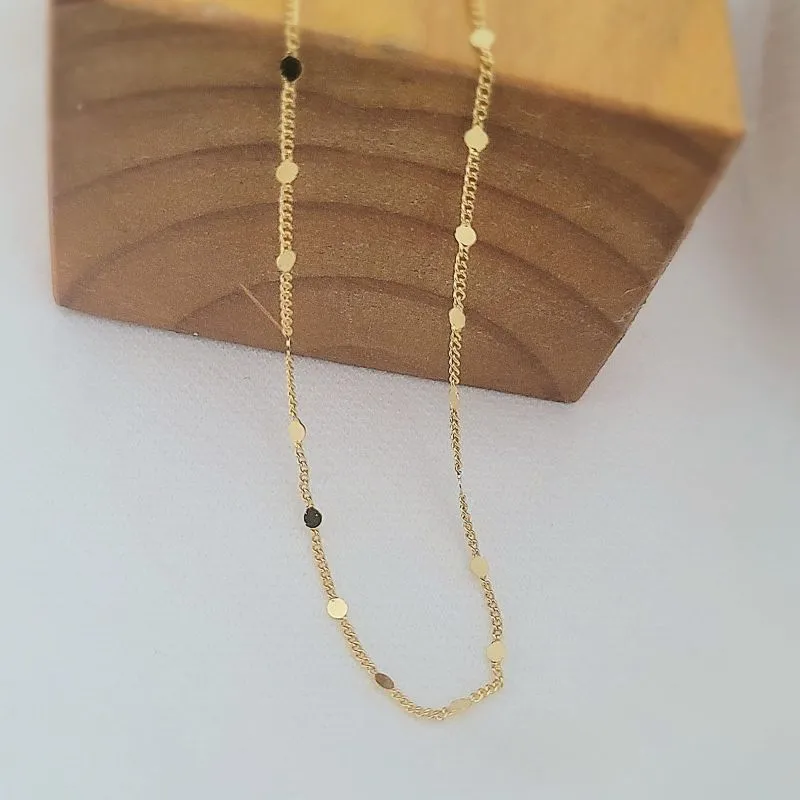 colar ouro choker bolinha chapada
