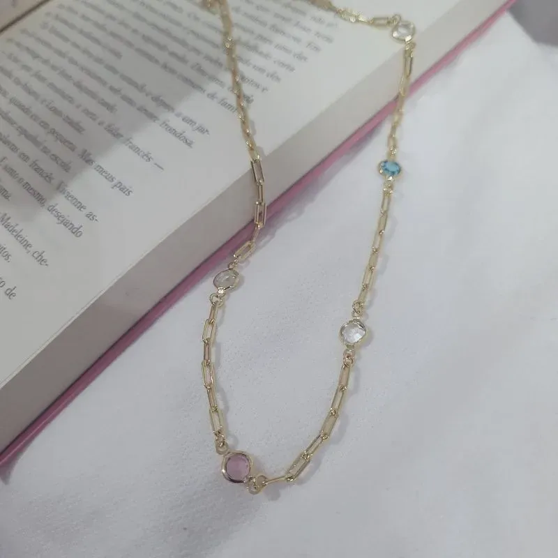 colar ouro choker cartier com pedras colors