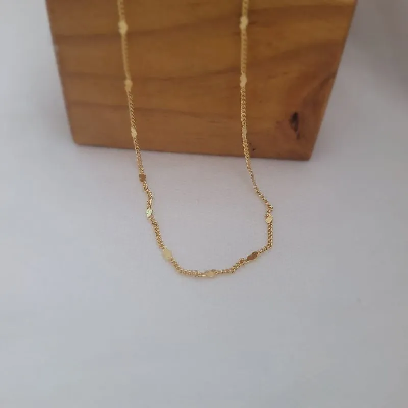 colar ouro choker coração chapado
