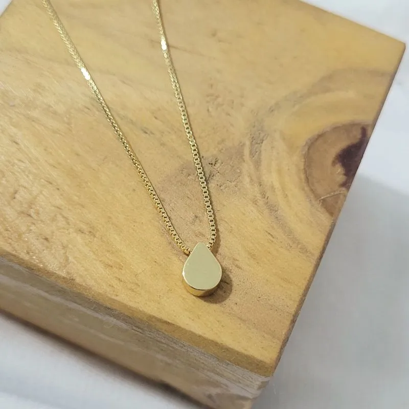 colar ouro choker gota chapada lisa