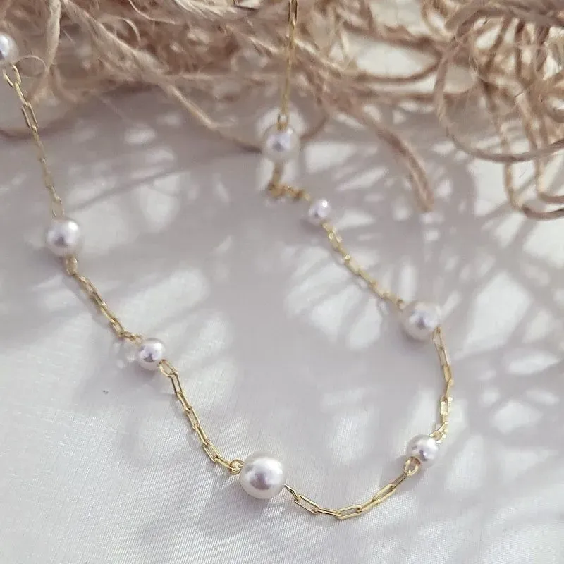 colar ouro choker perolas pequenas e perolas grandes