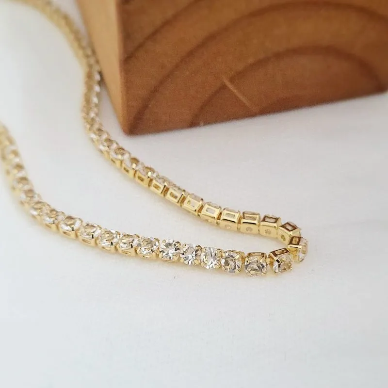 colar ouro choker riviera grossa cristal