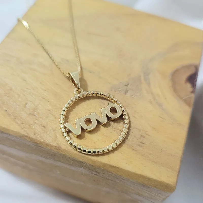 colar ouro circulo vazado vovó