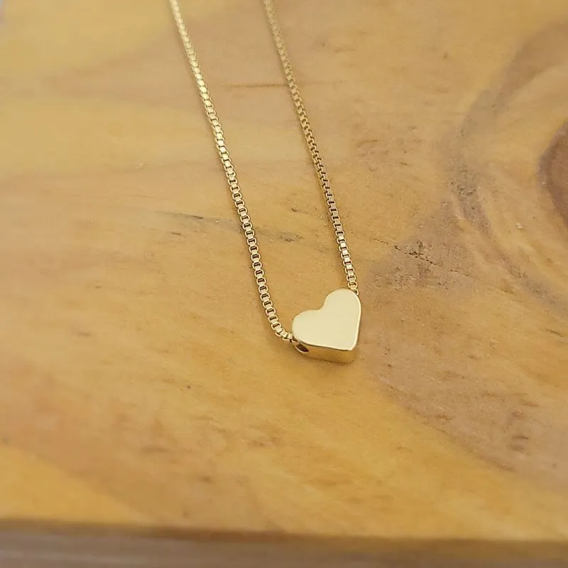 colar ouro coração chapado