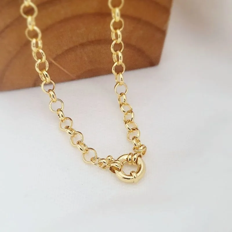 colar ouro elo português com fechou boia