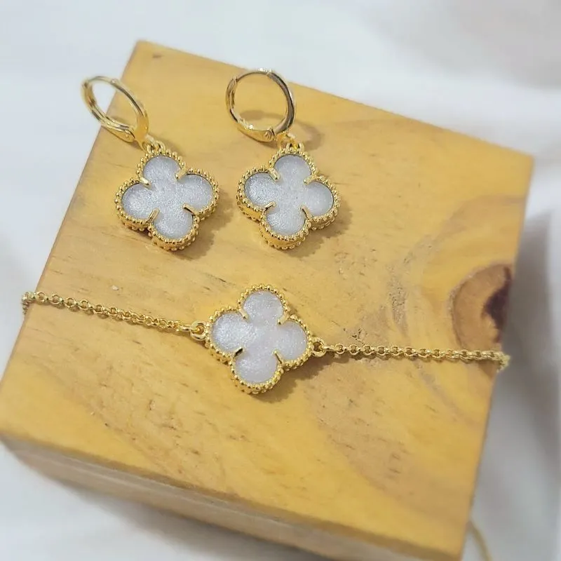 conjunto ouro choker inspiração van cleef branco