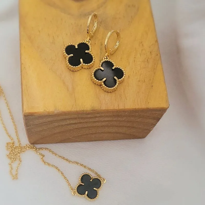 conjunto ouro choker replica van cleef preto