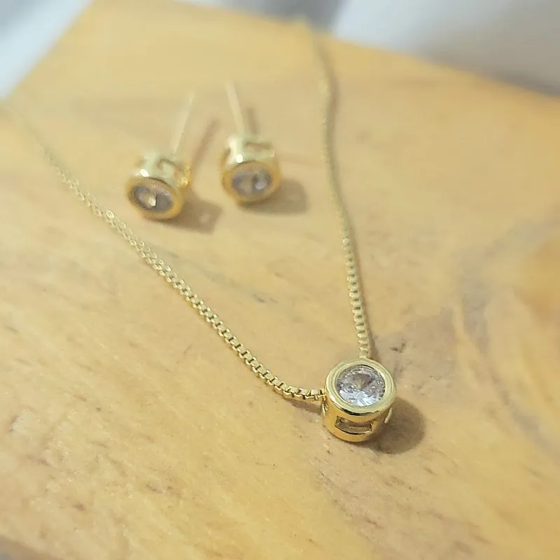 conjunto ouro ponto de luz redondo