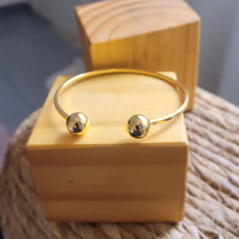 pulseira ouro bracelete com 2 bolas lisas