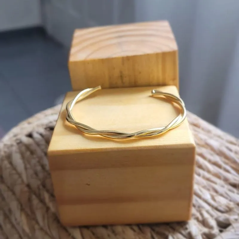 pulseira ouro bracelete trançado