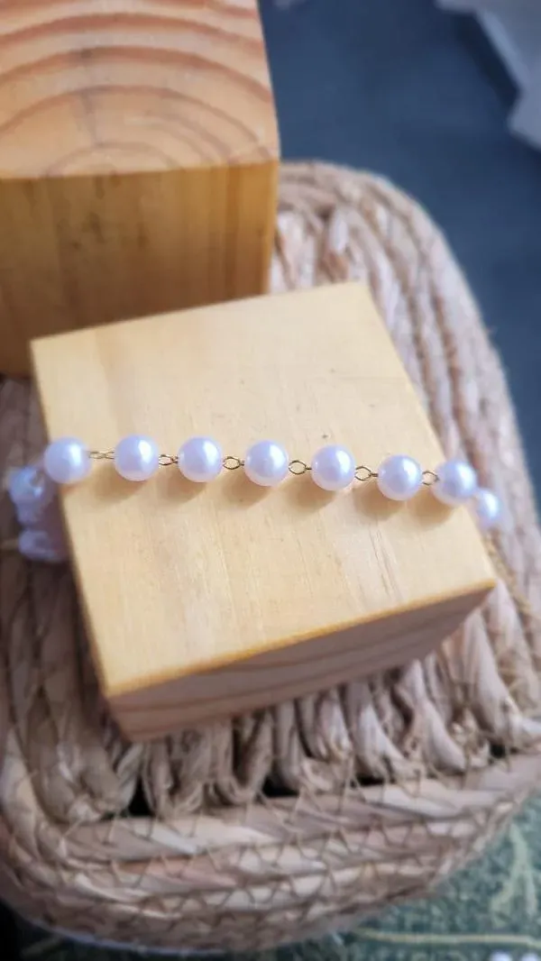 pulseira ouro perola intercalada