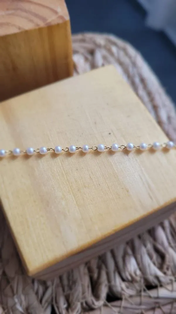 pulseira ouro perola pequena