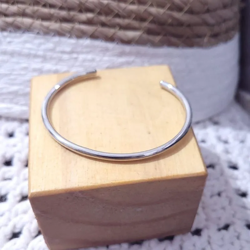pulseira rodio bracelete liso fino
