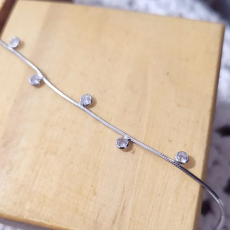pulseira rodio veneziana com pontos de luz cristal
