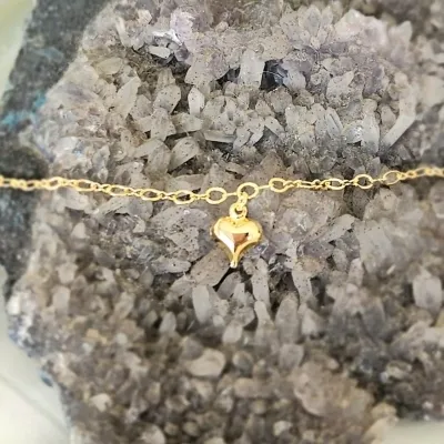 tornozeleira ouro com coração gordinho liso