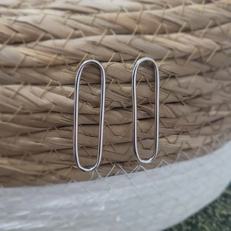 brinco rodio oval vazado