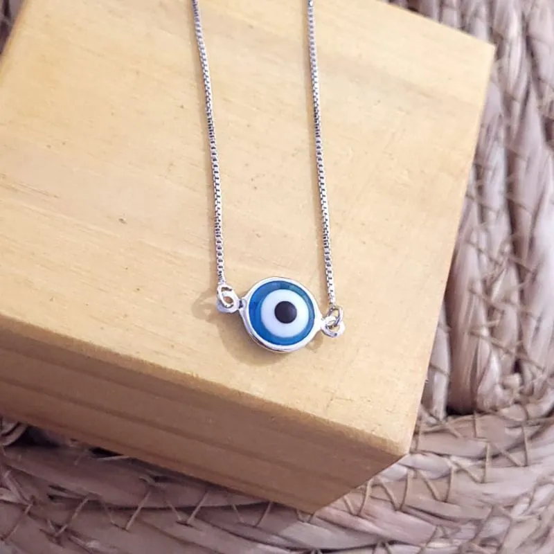 colar rodio choker olho grego