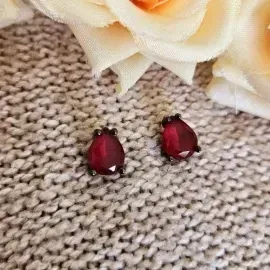 brinco rodio negro gota cristal marsala