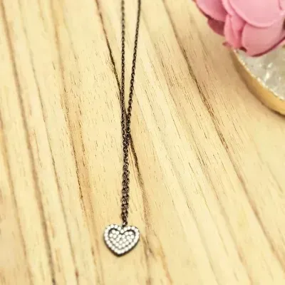 colar ródio negro coração pequeno cravejado zircônias