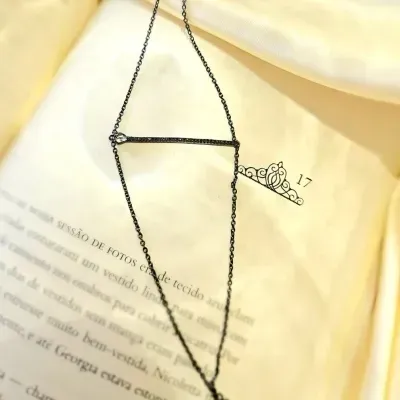 pulseira ródio negro corrente dupla com meio palito zirconias negras com gota cinza azulada