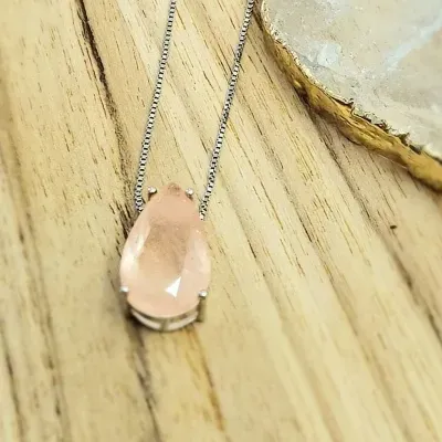 colar ródio gota salmão
