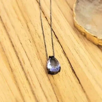colar rodio negro gota pequena lilas