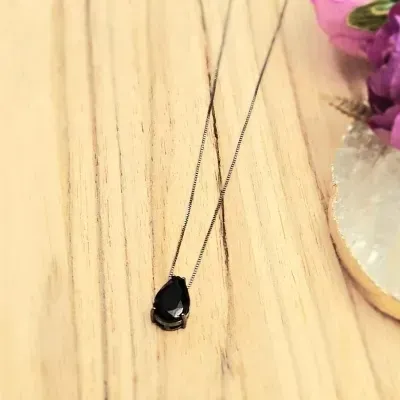 colar rodio negro gota pequena preta