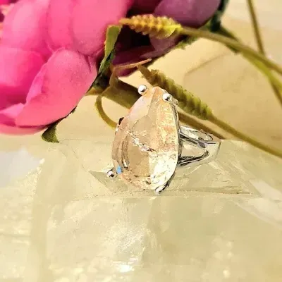 anel rodio gota grande cristal nude volta lisa