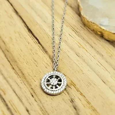 colar rodio circulo pequeno volta e meio zirconias e riscos lisos