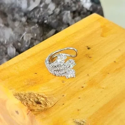 piercing rodio 4 voltas cravejadas zig zag terminadas em 3 ovais cristal