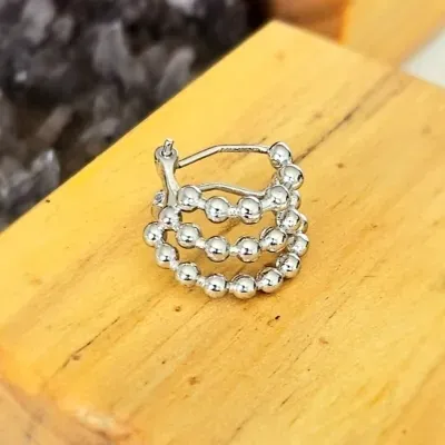 piercing rodio com fecho 3 filas bolinhas fileiras crescentes