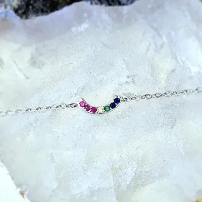 pulseira rodio curva zirconias rainbow